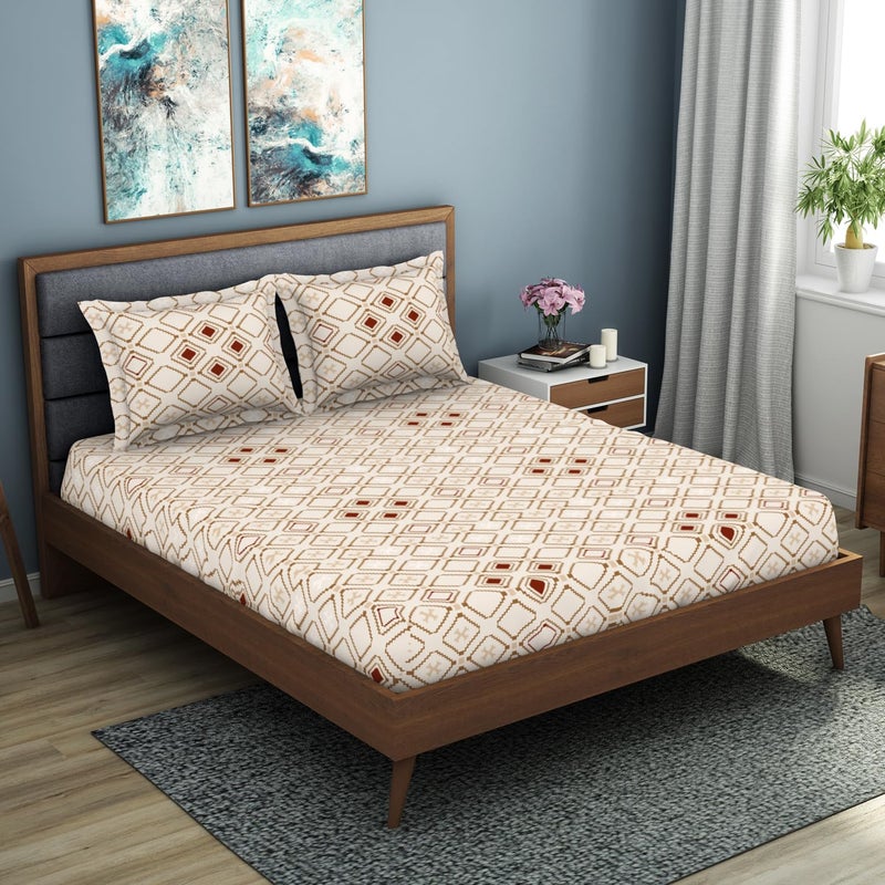 Welspun Plycotton King Double Flat Bedsheet Soft Feel Wrinkle Resistance 200 ThreadCount Beige Bed Sheet with 2 Pillow Covers Size 274 Cm X 274 Cm 43Cm X 68Cm - Image 2
