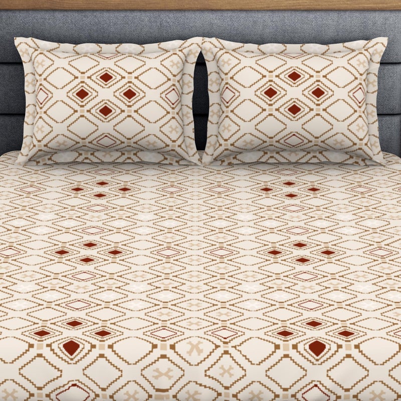 Welspun Plycotton King Double Flat Bedsheet Soft Feel Wrinkle Resistance 200 ThreadCount Beige Bed Sheet with 2 Pillow Covers Size 274 Cm X 274 Cm 43Cm X 68Cm - Image 4
