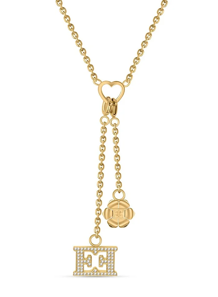 ESCADA Catherine Necklace with Flower Motif and Crystal-Decked Signature Elegant Drop Pendants
