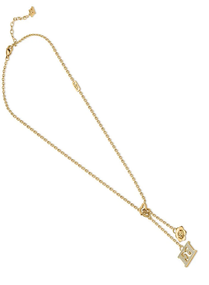 ESCADA Catherine Necklace with Flower Motif and Crystal-Decked Signature Elegant Drop Pendants