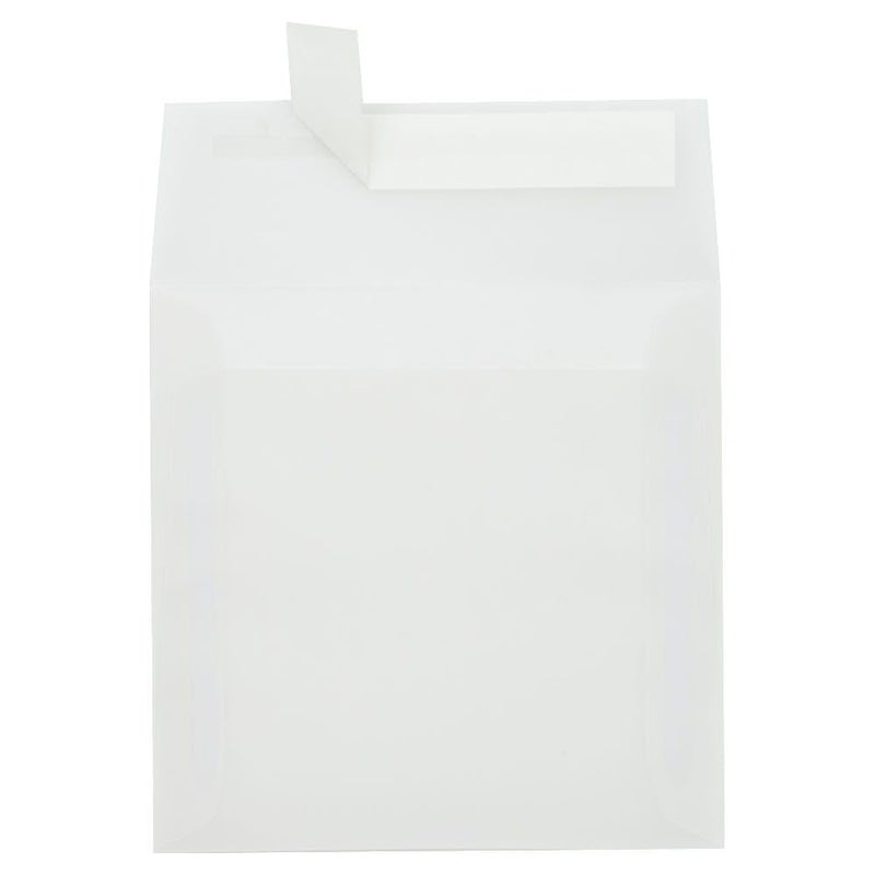 LUXPaper Square Invitation Envelopes | Peel & Press | 5 1/2" x 5 1/2" | Clear Translucent | 30lb. Text | 50 Qty - Image 1