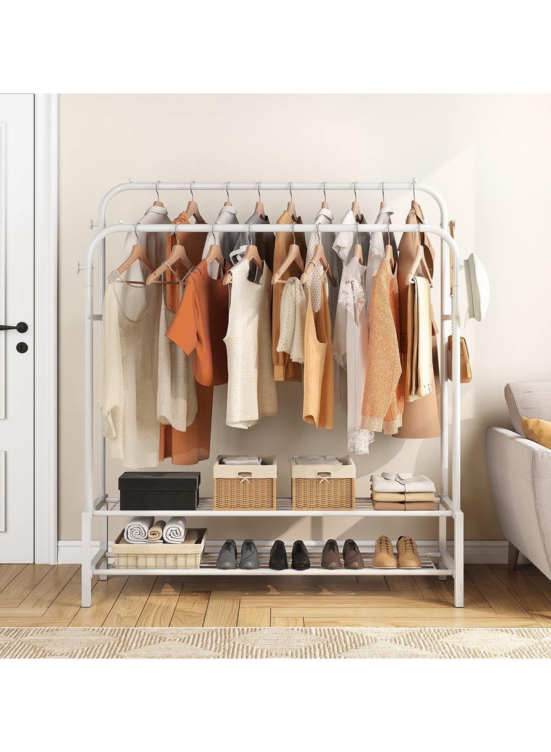 DubaiGallery Clothes Storage Drying Rack Foldable Double Pole, With Hooks and Shoe Rack - Image 3