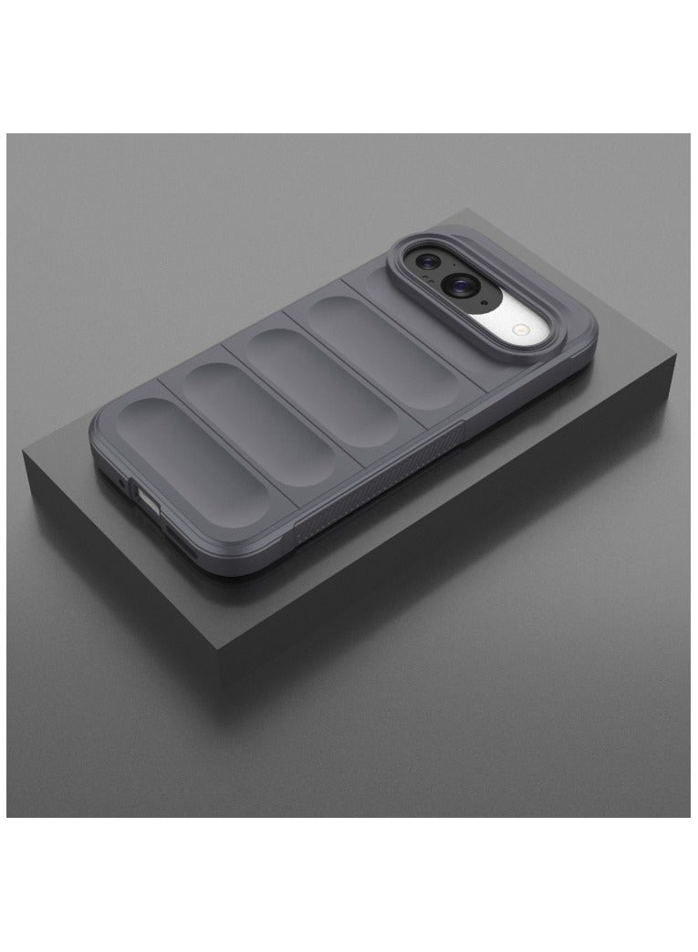 جراب خلفي مقعر من السيليكون TPU لهاتف Google Pixel 9 Pro، جراب فاخر من السيليكون المقاوم للصدمات وعالي الحماية متوافق مع Google Pixel 9 Pro (6.3 بوصة) (رمادي غامق) - Image 2