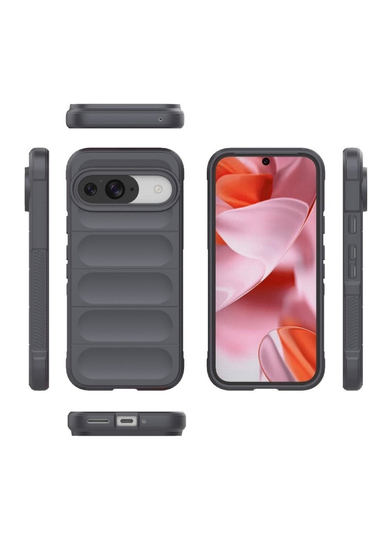 جراب خلفي مقعر من السيليكون TPU لهاتف Google Pixel 9 Pro، جراب فاخر من السيليكون المقاوم للصدمات وعالي الحماية متوافق مع Google Pixel 9 Pro (6.3 بوصة) (رمادي غامق) - Image 3