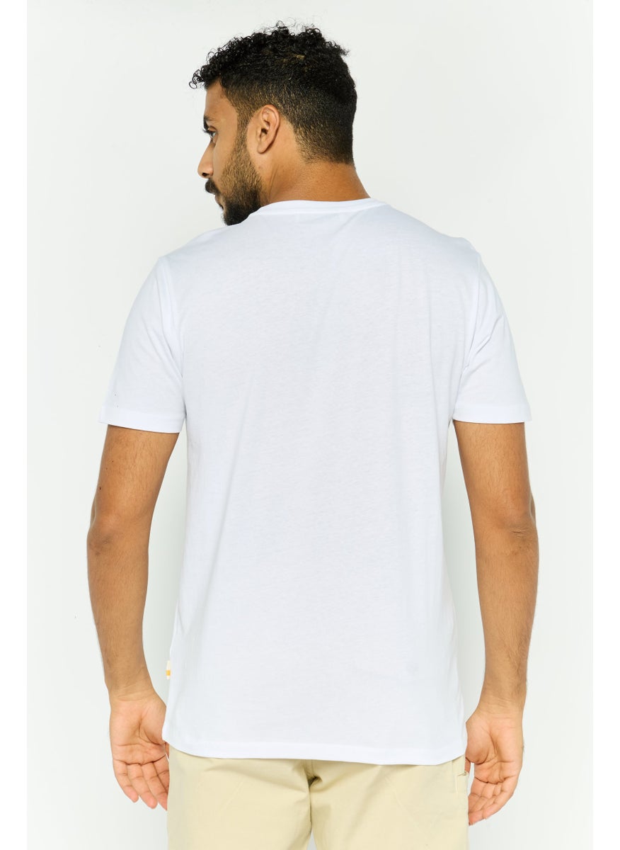 Gazzarrini Men Crew Neck Short Sleeves Brand Logo T-Shirt, White  - Image 4