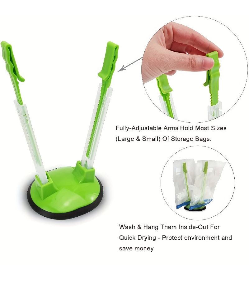 Blue Compact Tall Vertical Bag Holder for Kitchen Counter Storage and Adjustable Rack Organizer - Image 1