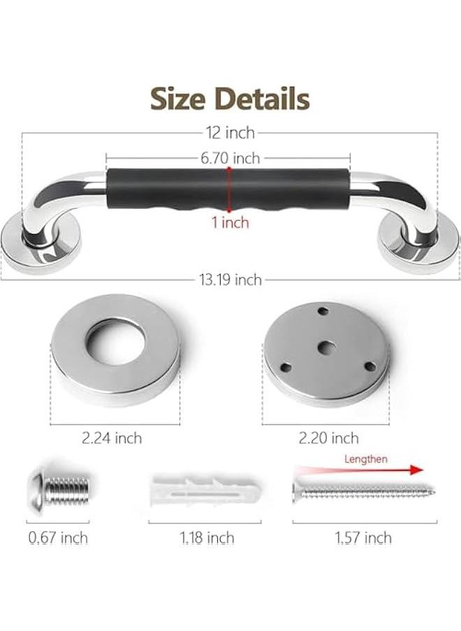HOOKOR - 2 Pack Grab Bars for Bathroom,Anti Slip Bathroom Handicap Grab Bars for Showers, Safety Bath & Shower Grab Bar for Seniors, Shower Handles for Elderly, with Anti Slip Rubber Grip (16inch) - Image 1