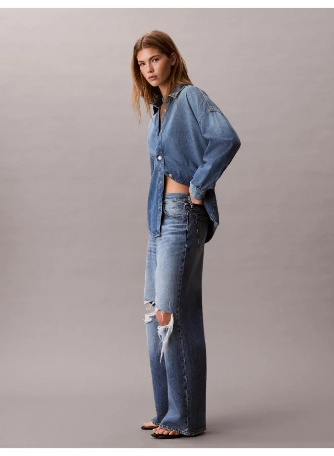 Calvin Klein Jeans  Low Rise Slashed Indigo Baggy Jeans for Women | Best Price UAE