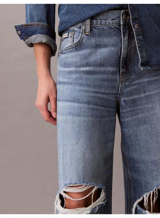 Calvin Klein Jeans  Low Rise Slashed Indigo Baggy Jeans for Women | Best Price UAE