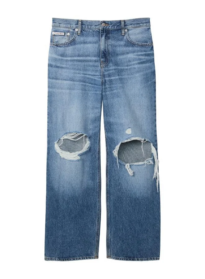 Calvin Klein Jeans  Low Rise Slashed Indigo Baggy Jeans for Women | Best Price UAE