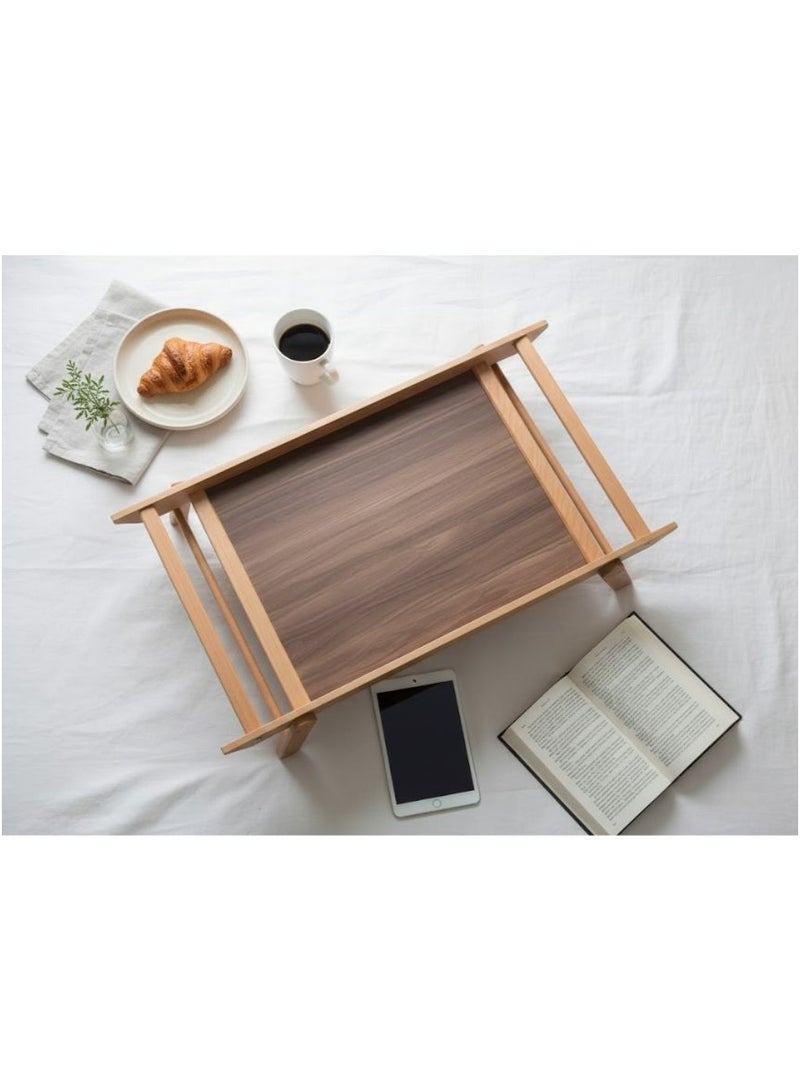 كذا هوم طاولة تقديم خشبية قابلة للطي للسرير – صينية إفطار مع أرجل قابلة للطي - Image 3