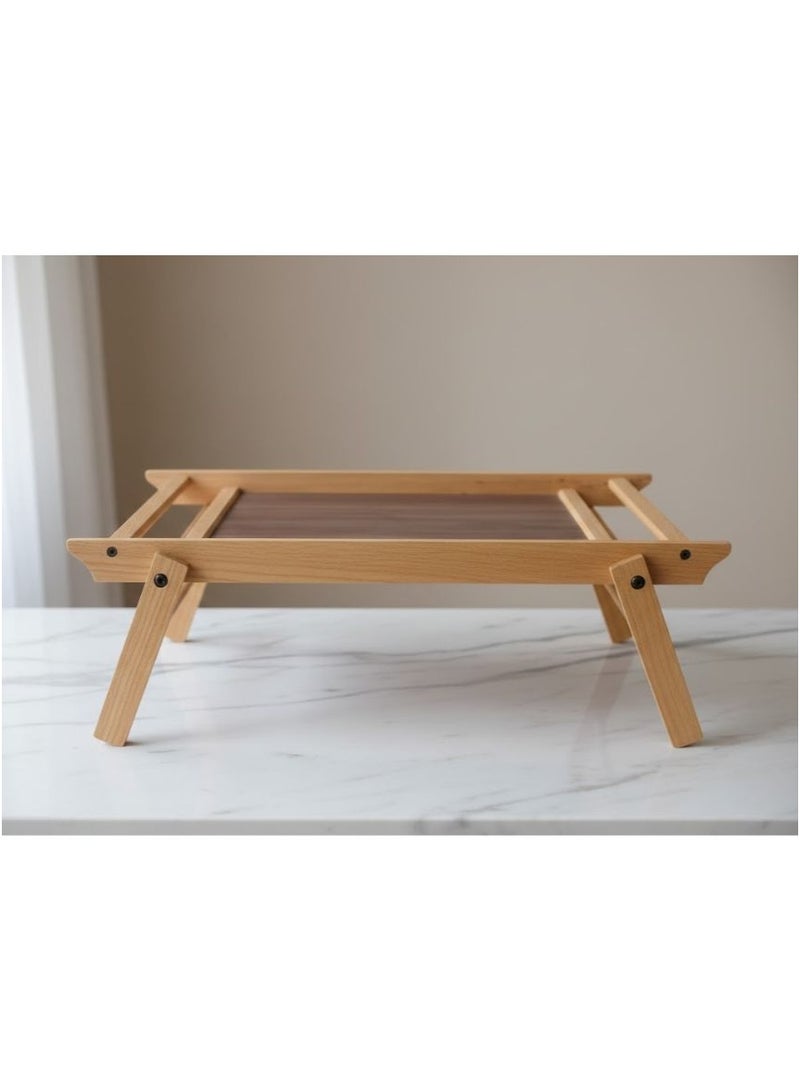 كذا هوم طاولة تقديم خشبية قابلة للطي للسرير – صينية إفطار مع أرجل قابلة للطي - Image 1