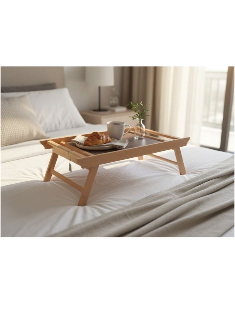 كذا هوم طاولة تقديم خشبية قابلة للطي للسرير – صينية إفطار مع أرجل قابلة للطي - Image 5