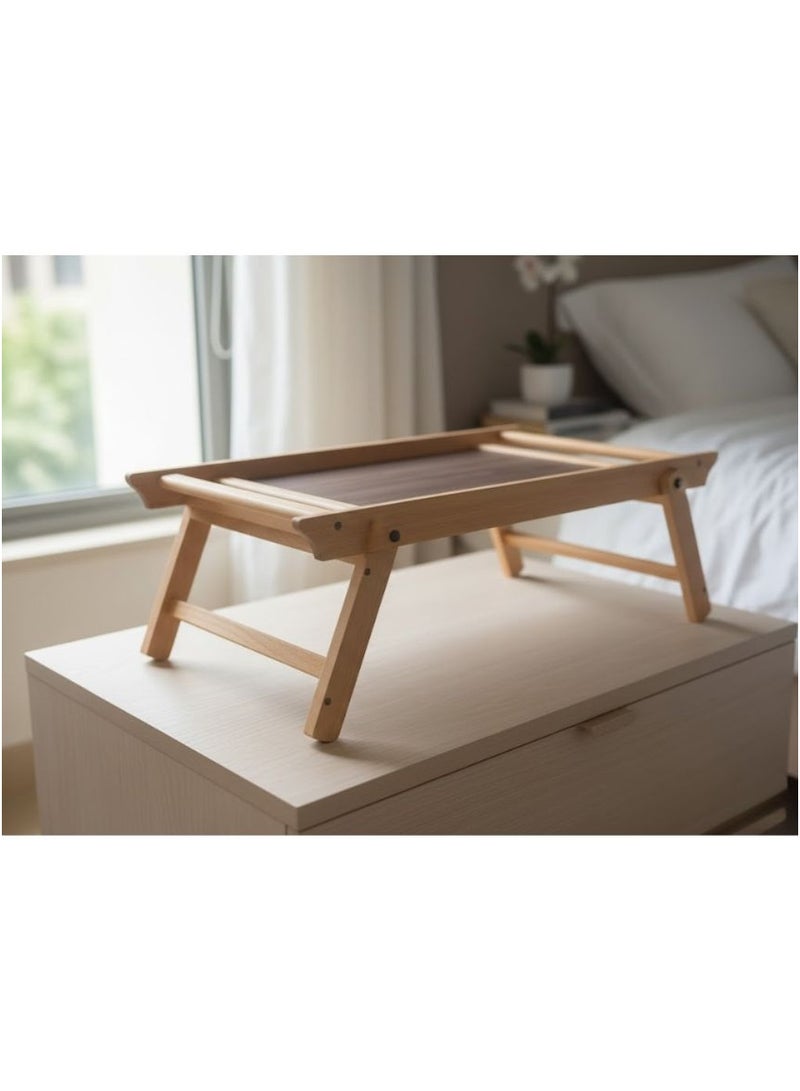 كذا هوم طاولة تقديم خشبية قابلة للطي للسرير – صينية إفطار مع أرجل قابلة للطي - Image 2