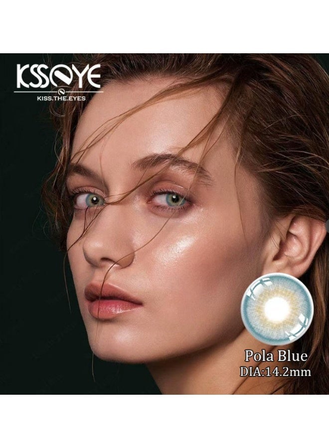 عين كي اس اس عدسات بولا الزرقاء التجميلية اللاصقة الملونة السنوية للجنسين، مجموعة تكبير مع علبة - Image 3