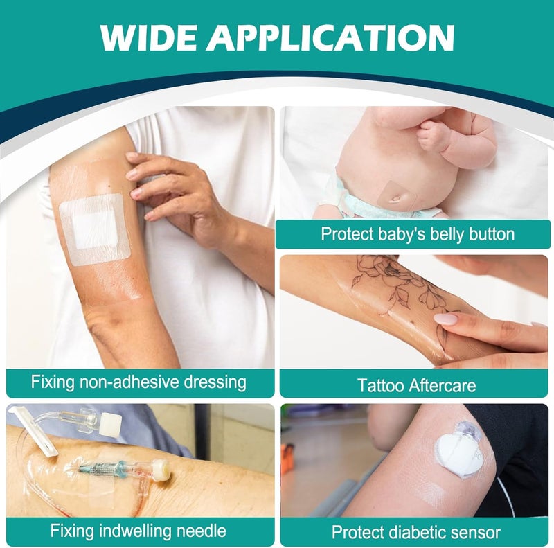 YHOVID 30 Packs Transparent Film Dressing 6 x 8  Waterproof Bandages for Swimming Showering Wounds Post Surgical Shower or IV Shield Tattoo Aftercare Bandage Scar Therapy Adhesive Patches - Image 4
