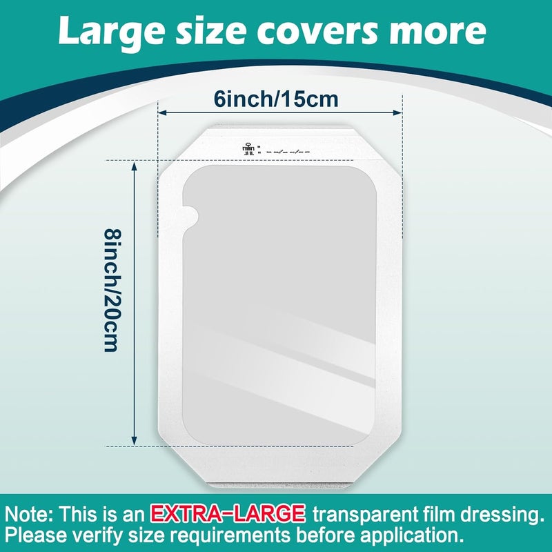YHOVID 30 Packs Transparent Film Dressing 6 x 8  Waterproof Bandages for Swimming Showering Wounds Post Surgical Shower or IV Shield Tattoo Aftercare Bandage Scar Therapy Adhesive Patches - Image 2