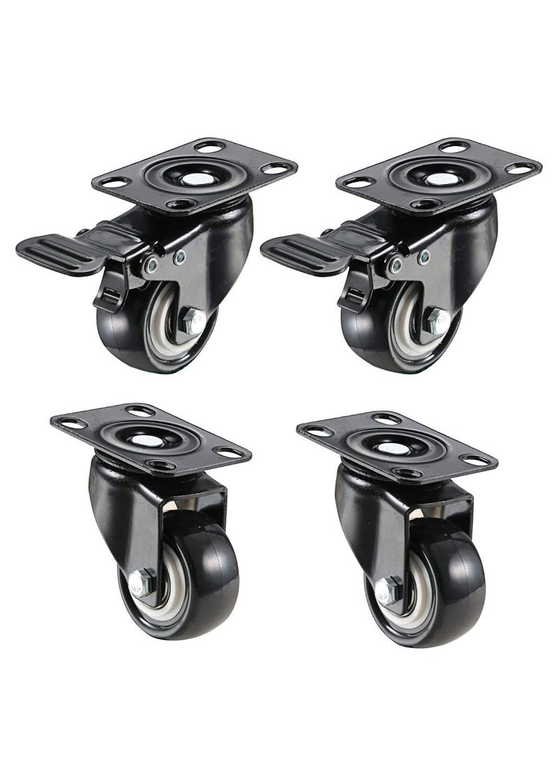 IMPODA Impoda 4 Pack 2 Heavy Duty Caster Wheels Soft Rubber Swivel Caster with 360 Degree 2 with Brakes 2 Without  - Image 1
