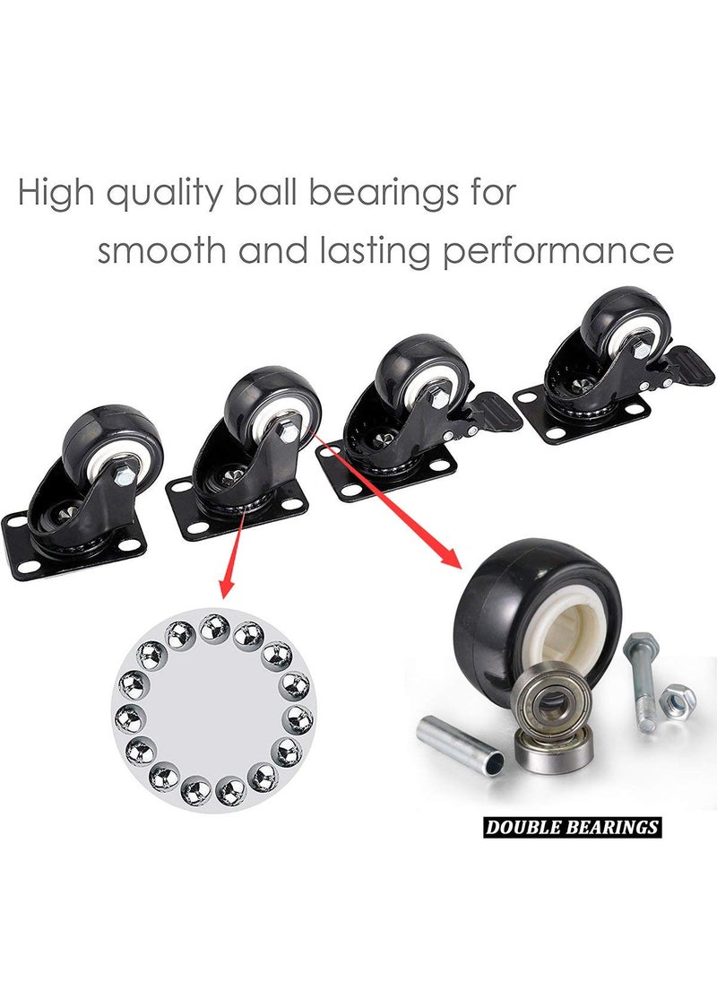 IMPODA Impoda 4 Pack 2 Heavy Duty Caster Wheels Soft Rubber Swivel Caster with 360 Degree 2 with Brakes 2 Without  - Image 3