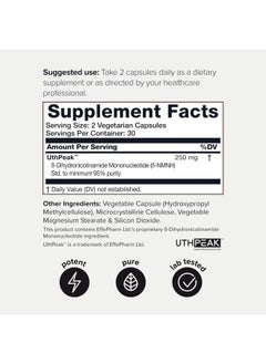 Toniiq 95% Third-Party Tested Purity NMNH (Dihydronicotinamide Mononucleotide) - 250mg/Serving NAD+ Supplement to Boost NAD+ Levels - Clinically Tested Uthpeak™ - Supports Healthy Aging  - Image 2