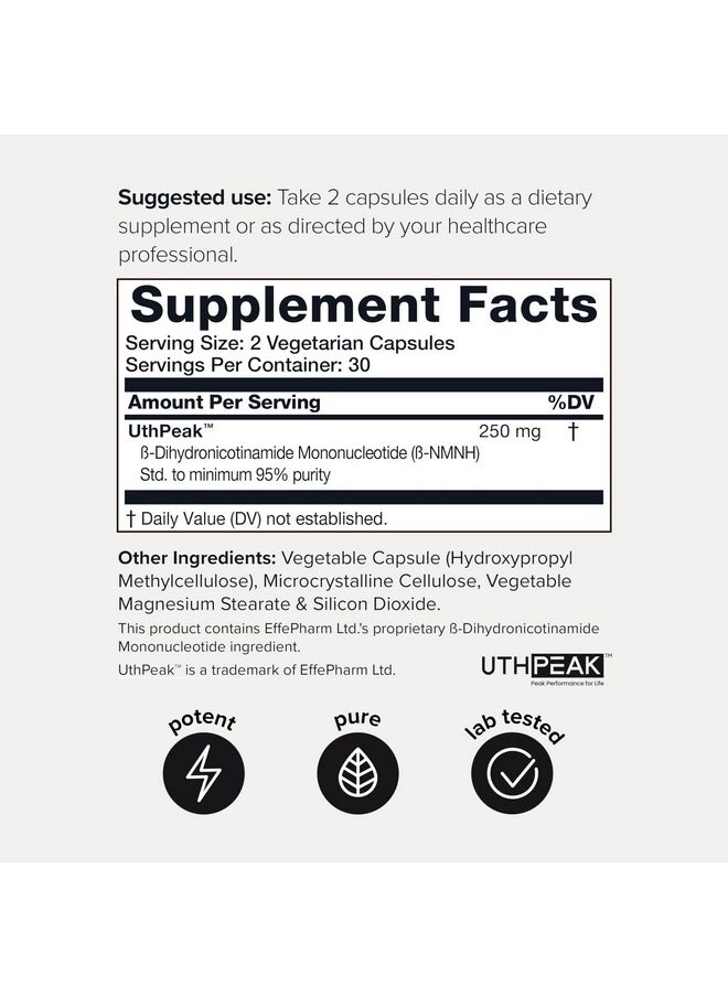 Toniiq - 95% Third-Party Tested Purity NMNH (Dihydronicotinamide Mononucleotide) - 250mg/Serving NAD+ Supplement to Boost NAD+ Levels - Clinically Tested Uthpeak™ - Supports Healthy Aging - Image 1