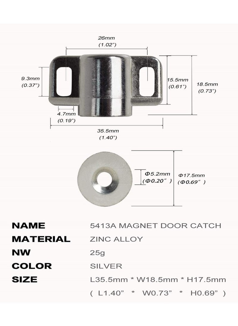Generic - 4 Pack Magnetic Cabinet Door Catch Latch Silver for Kitchen Closet Storage - Image 1