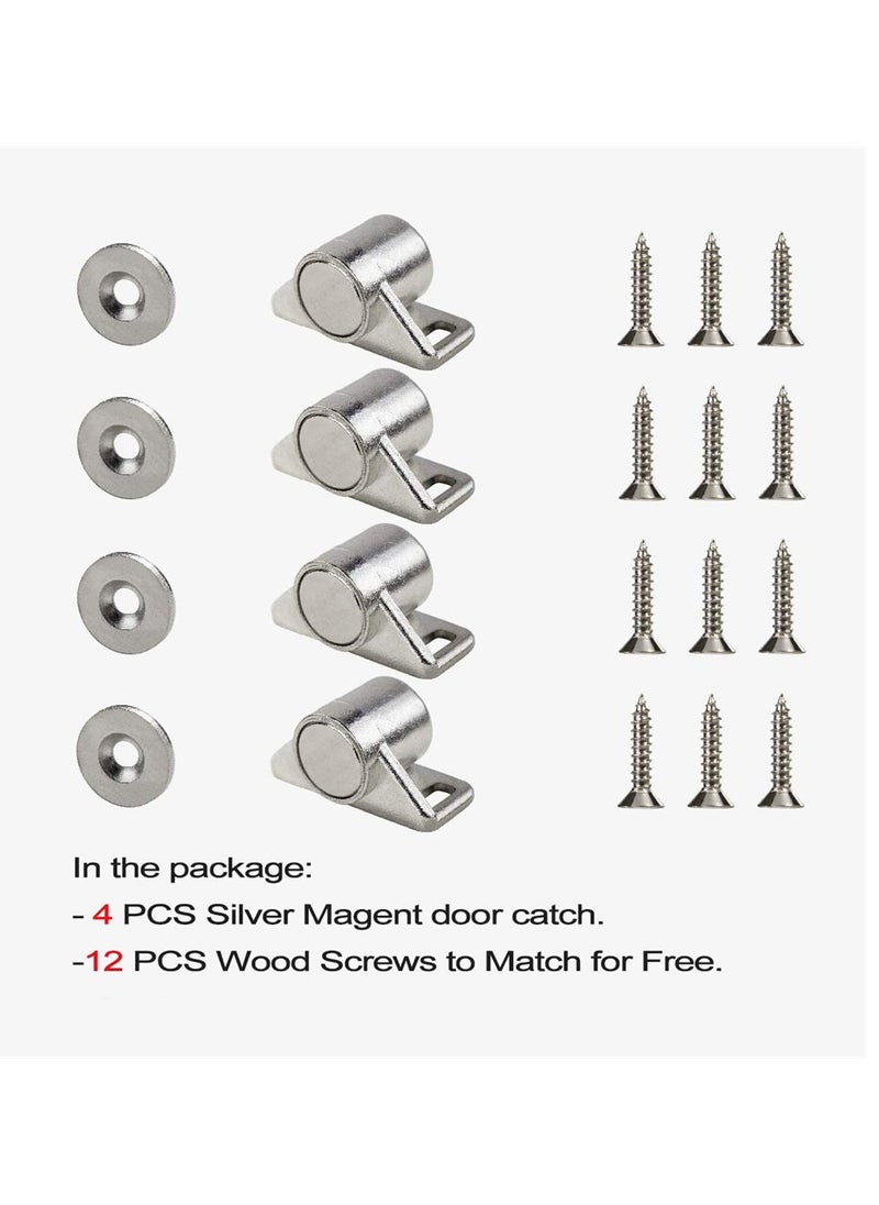 Generic - 4 Pack Magnetic Cabinet Door Catch Latch Silver for Kitchen Closet Storage - Image 1