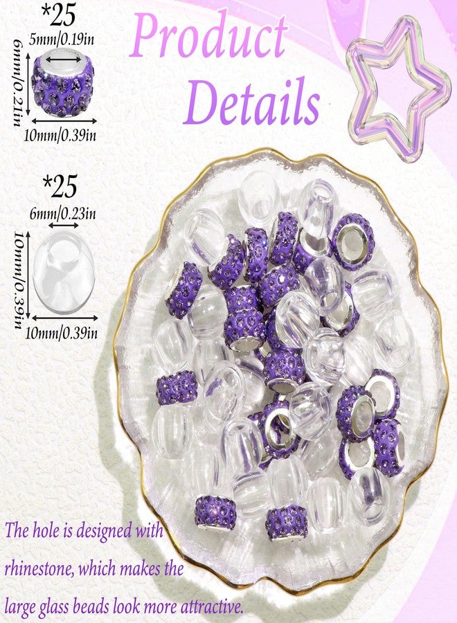 VENOFEN 50PCS Rhinestone Hair Beads Loc Dreadlock Jewelry Purple Clear Braids Bead Hair Decoration Accessories for Women and Girls - Image 4