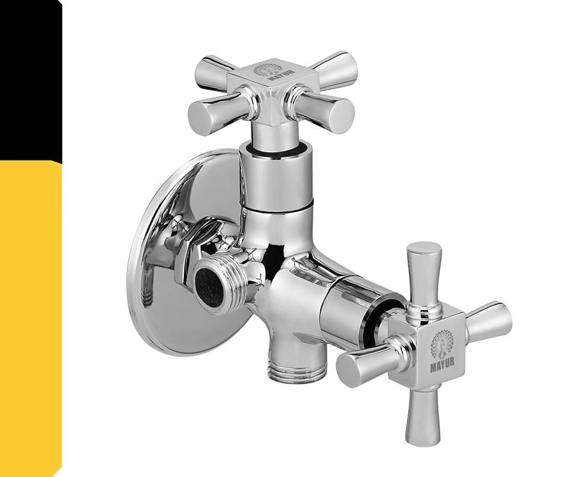 ÖCICH Brass 2 way Angle Valve Cock with Wall Flange for Bathroom/Kitchen (MAESTRO) 10 Years Warranty