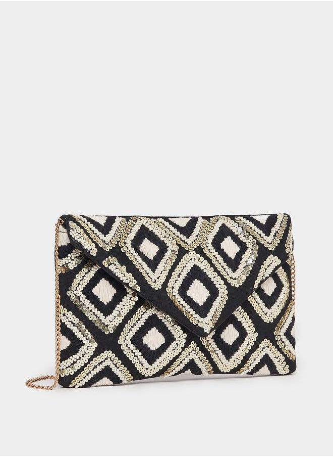 Styli Diamond Embellished Clutch with Chain Strap  - Image 2