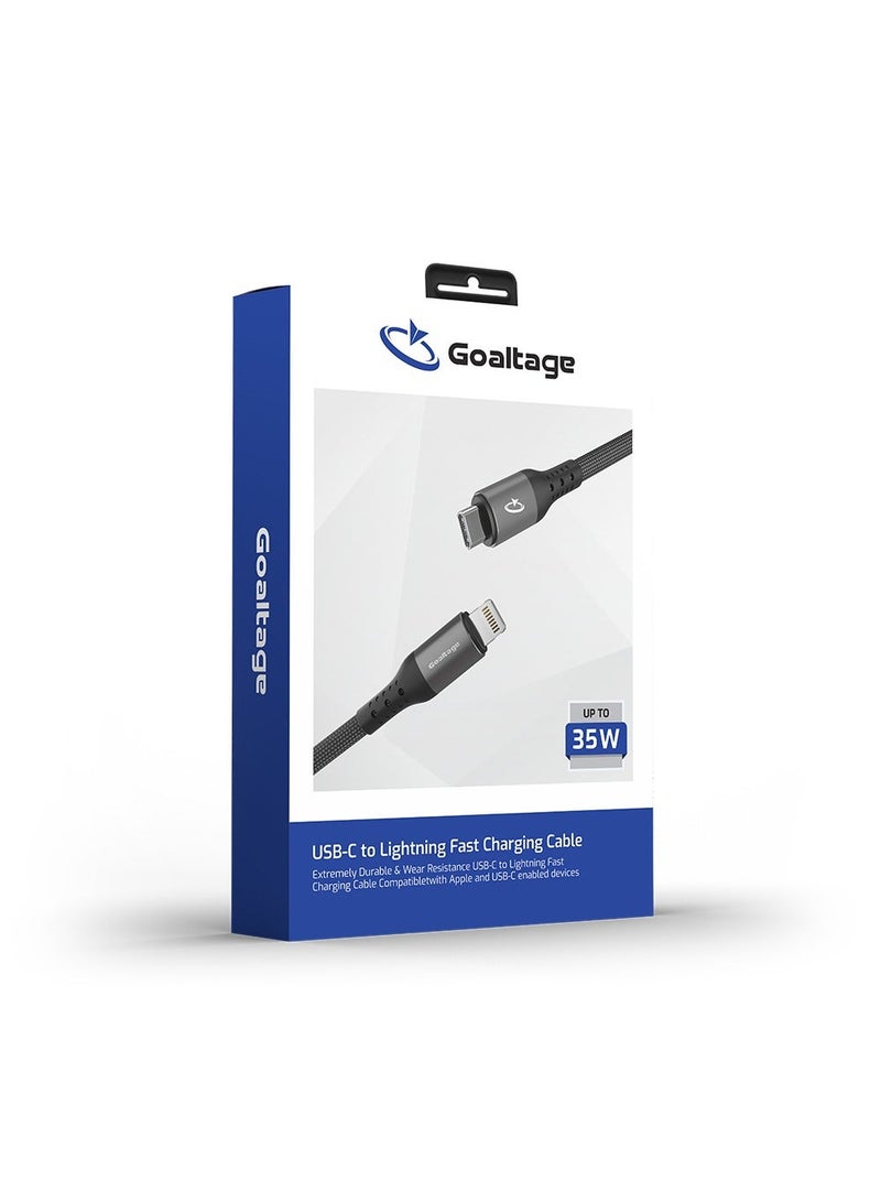 Goaltage USB-C to Lightning Charging Cable 1.2M, 35W PD Fast Charge, E-Marker Chip, 480Mbps Data Sync, 30000+ Bend Lifespan, High-Strength Nylon, Aluminum Alloy, Black - Image 3
