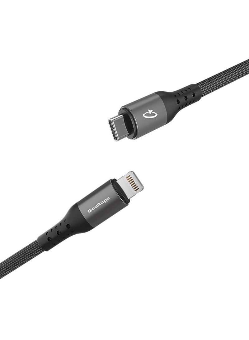 Goaltage USB-C to Lightning Charging Cable 1.2M, 35W PD Fast Charge, E-Marker Chip, 480Mbps Data Sync, 30000+ Bend Lifespan, High-Strength Nylon, Aluminum Alloy, Black - Image 2