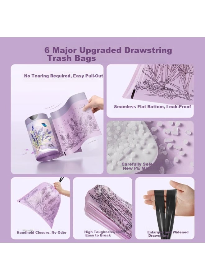 Okiss Lavender Scented Large Drawstring Kitchen Trash Bags 100pcs 45x50cm 10 Micron - Image 2