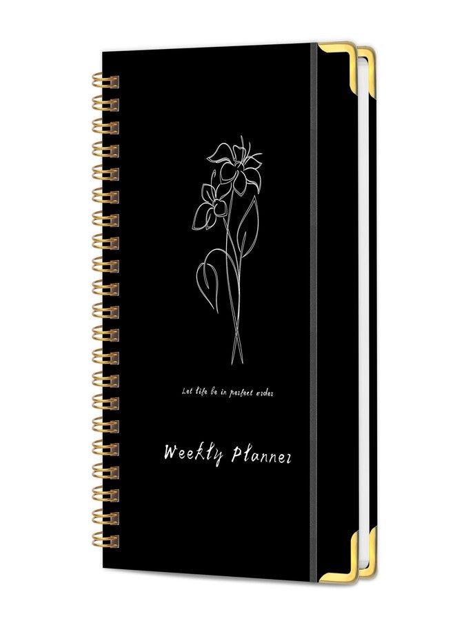 KAICN Undated Weekly Planner Hardcover with Metal Corner Notebook, A5 To Do List Planner, Habit Tracker Journal with adhesive binding, 5.7 x 8.0 inches-Black - Image 1