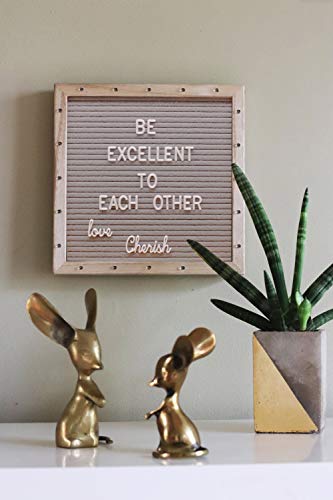 PMPX Letter Board THE ORIGINAL Gray Felt Board with Stand, Built-in LED Lights 10 x 10 -Menu Board + Wood Frame, 340 Letters, Emojis + Cursive words - Custom Sign Messages, Pregnancy Announcement, Weddings - Image 4