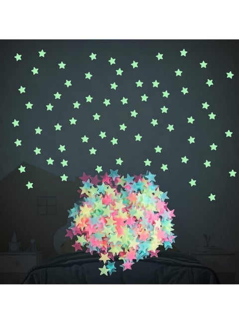 200 قطعة نجوم ثلاثية الأبعاد تتوهج في الظلام ملصقات جدار ملصقات نجوم مضيئة غرفة نوم أريكة ملصقات بولي كلوريد الفينيل الزخرفية لغرفة الأطفال