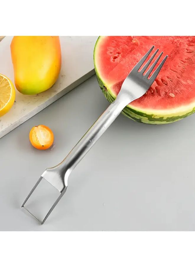 1pc Heavy Duty Stainless Steel Watermelon Melon Slicer with Built In Fork Effortless Fruit Cutting Tool Non Slip Grip for Kitchen Parties Picnics Easy Clean Design For Cantaloupes Honeydews Home And Commercial Use - Image 2