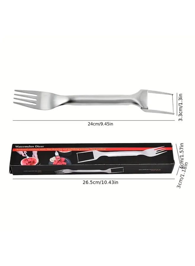 1pc Heavy Duty Stainless Steel Watermelon Melon Slicer with Built In Fork Effortless Fruit Cutting Tool Non Slip Grip for Kitchen Parties Picnics Easy Clean Design For Cantaloupes Honeydews Home And Commercial Use - Image 4