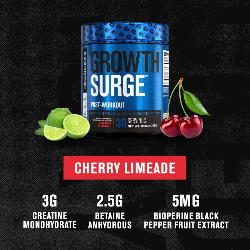Jacked Factory Growth Surge Creatine Post Workout wLCarnitine  Daily Muscle Builder  Recovery Supplement with Creatine Monohydrate Betaine LCarnitine LTartrate  30 Servings Cherry Limeade - Image 3