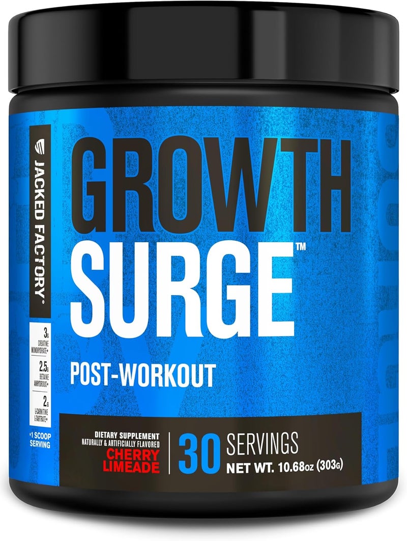 Jacked Factory Growth Surge Creatine Post Workout wLCarnitine  Daily Muscle Builder  Recovery Supplement with Creatine Monohydrate Betaine LCarnitine LTartrate  30 Servings Cherry Limeade - Image 1