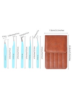 Ms.Queen Ms.Queen Lash Tweezers for Eyelash Extensions,Professional 5Pcs Fiber Tip Curved Isolation 45 90 Degree Boot Volume Lash Tweezers for Extensions, Blue  - Image 5