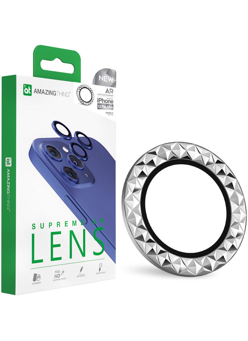 AMAZINGthing Supreme AR Lens Defender for iPhone 12 Pro MAX Camera Lens Protector (6.7 inch) [3 Lens] - Sparkle White  - Image 1
