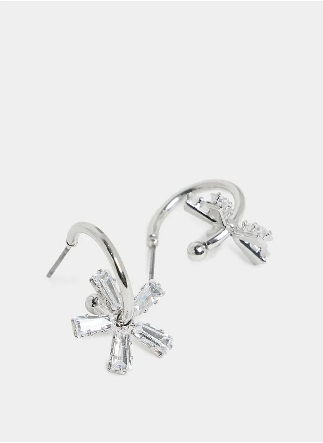 ستايلي Flower Crystal Stud Earrings