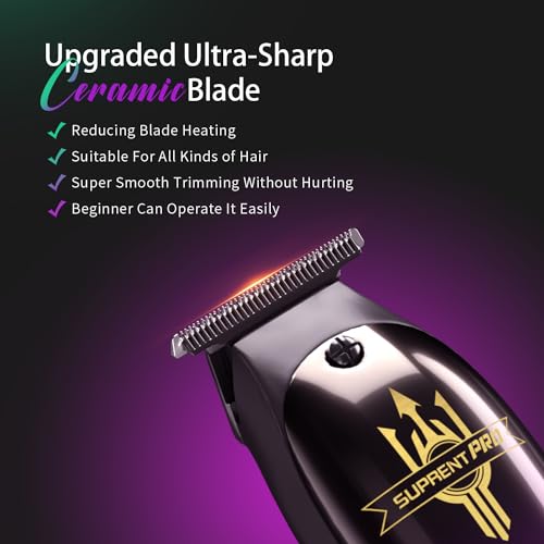 SUPRENT Men's Hair Trimmer- 6000 RPM High Speed Zero Gapped Trimmer with Ceramic Blades, Cordless Rechargeable Trimmer with180 Mins Run Time, DIY Customizable - Image 3