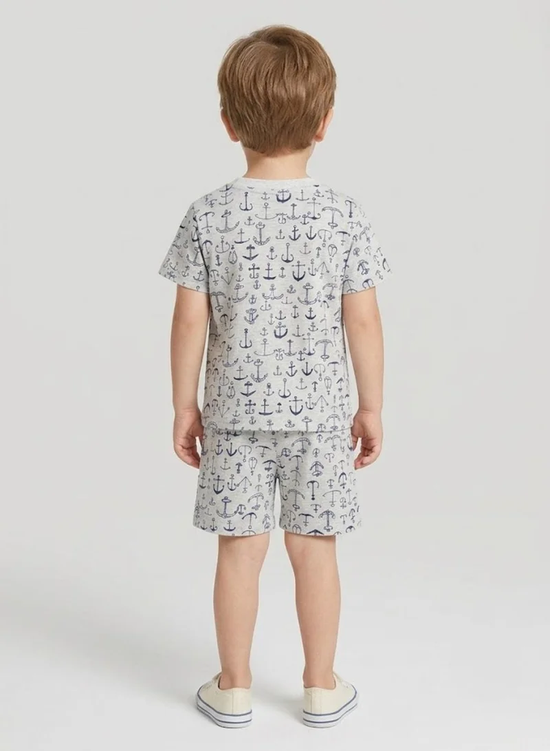 بيبي كلو Boys Grey Anchor Print Shorts Set