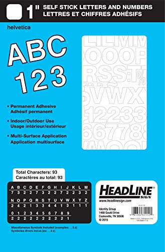 Headline Sign 31112 Stick-On Vinyl Letters and Numbers, White, 1-Inch, Made in USA - Image 3