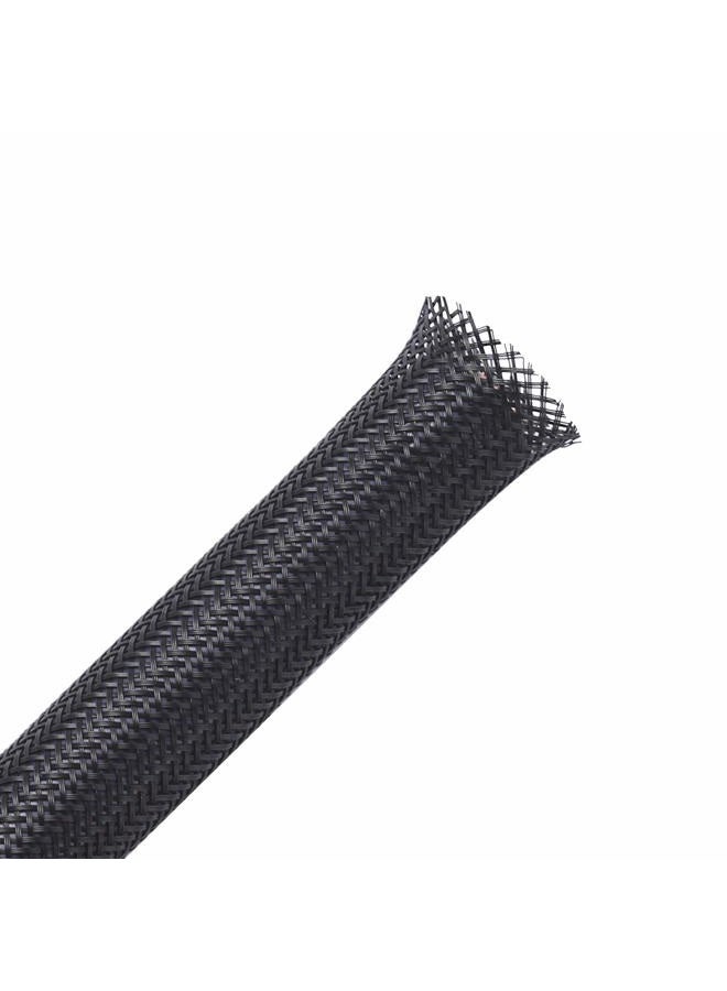 Alex Tech 25ft - 1/2 inch PET Expandable Braided Sleeving – Black – Braided Cable Sleeve - Image 1