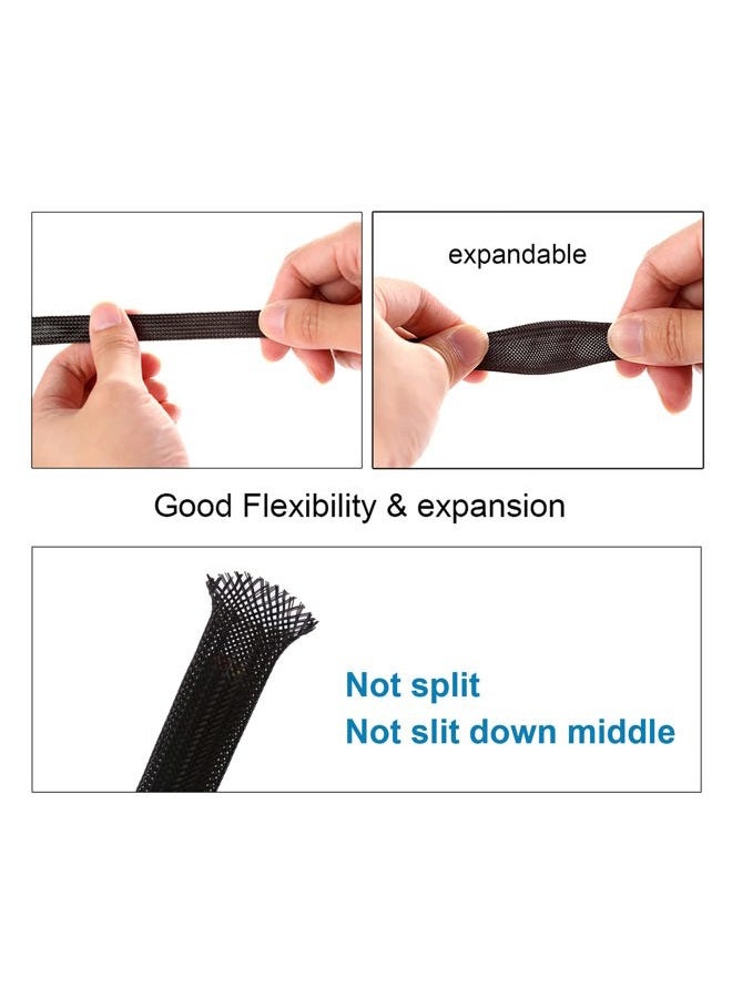 Alex Tech 25ft - 1/2 inch PET Expandable Braided Sleeving – Black – Braided Cable Sleeve - Image 5