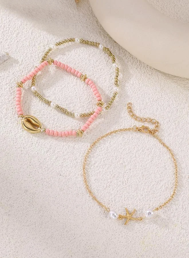 تايك تو Set of 3 - Starfish Beaded Anklet