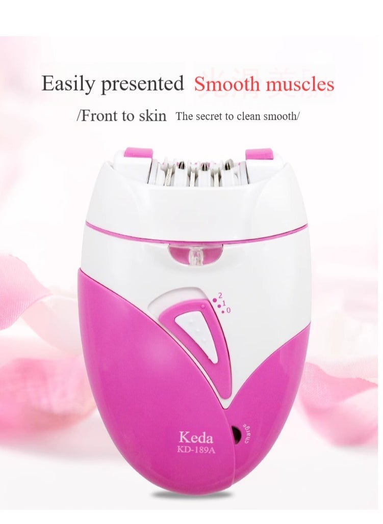 Keda USB Rechargeable Epilator Shaver Callus Remover Clipper KD-189A Pink/White - Image 1